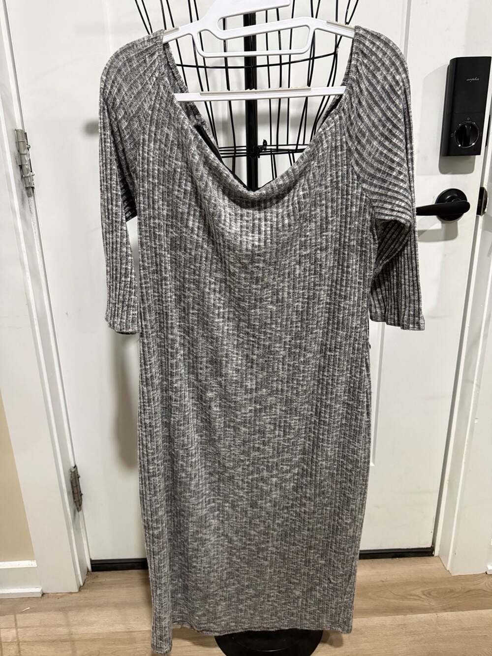 Cleo Grey Heathered Rib-Knit Off-Shoulder Bodycon Dress Size 3X